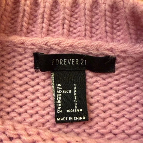 Forever 21 pink oversized crew neck sweater with sheep appliqués size S - Picture 4 of 4